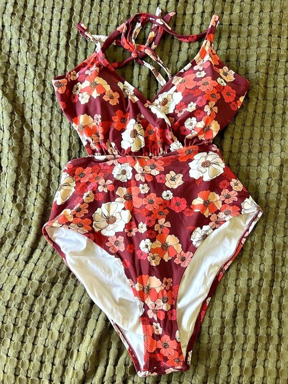 Albion Fit Showgirl One-Piece, Burgundy Floral